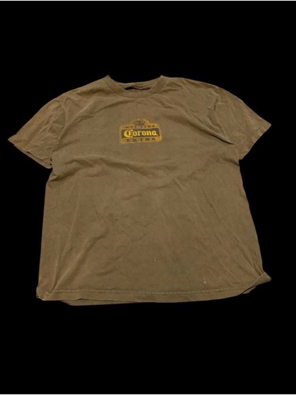 Corona Olive Green Short Sleeve Tee with Yellow Logo